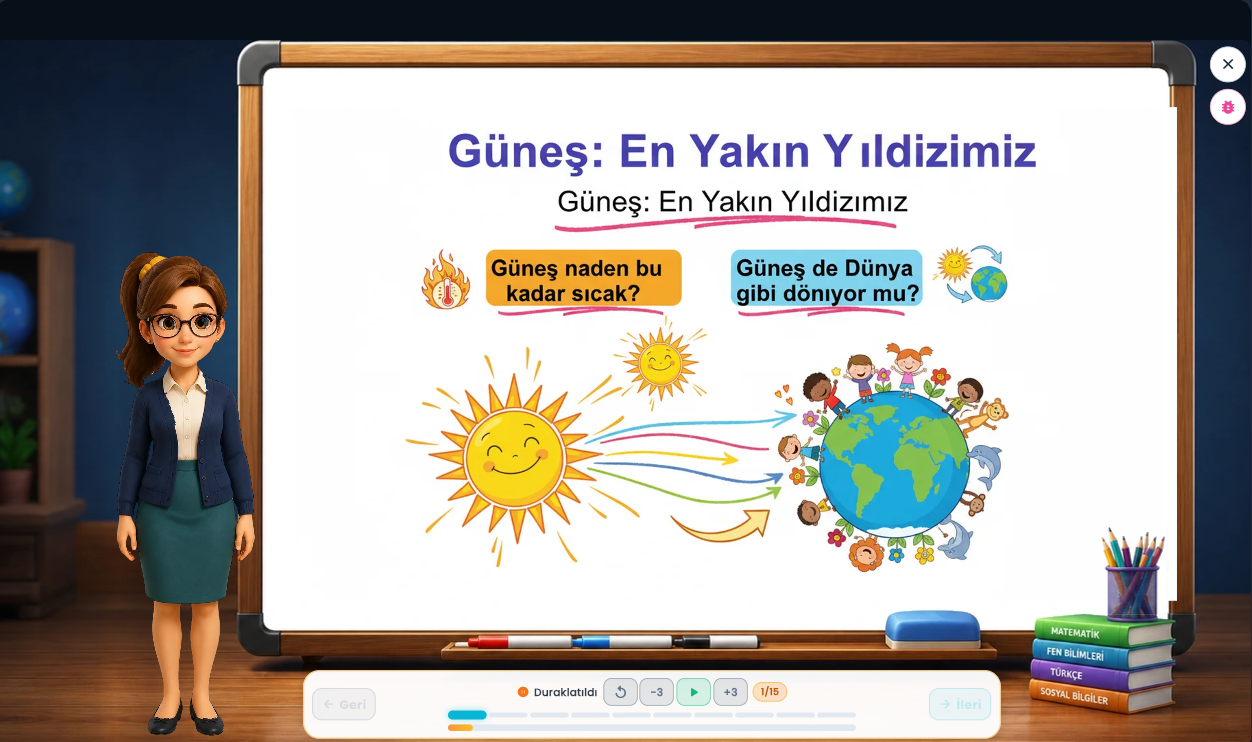 Ders öğretmen ekranı